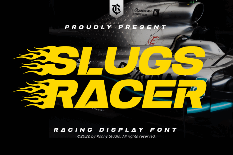 Slugs Racer – Racing display font for speed-themed posters, logos, games, and automotive branding