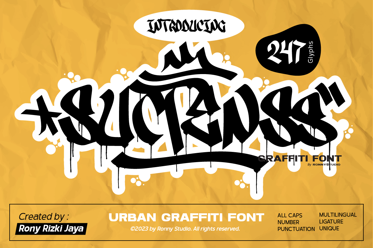 Suctenss – Urban graffiti font for street art, hip hop posters, stickers, and edgy branding