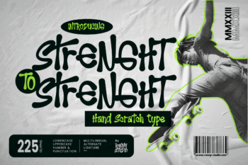 Strenght To Strenght – Hand scratch type font for grunge posters, horror design, and edgy branding