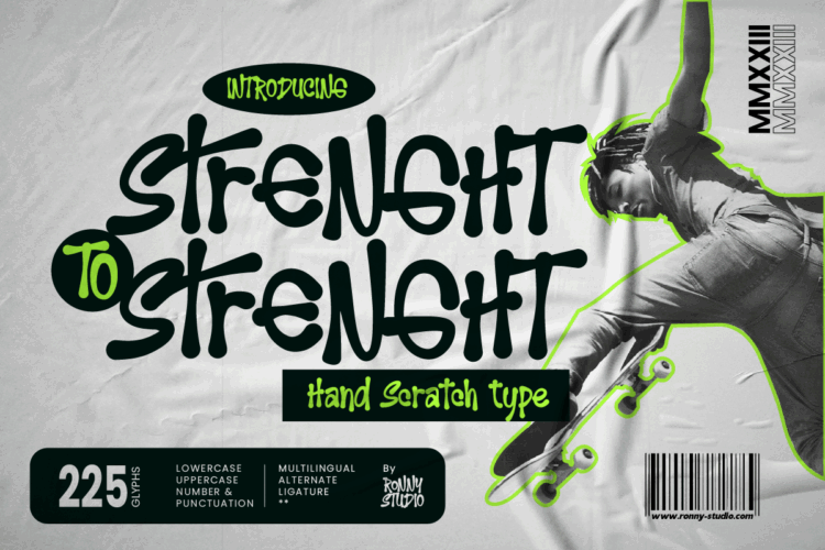 Strenght To Strenght – Hand scratch type font for grunge posters, horror design, and edgy branding