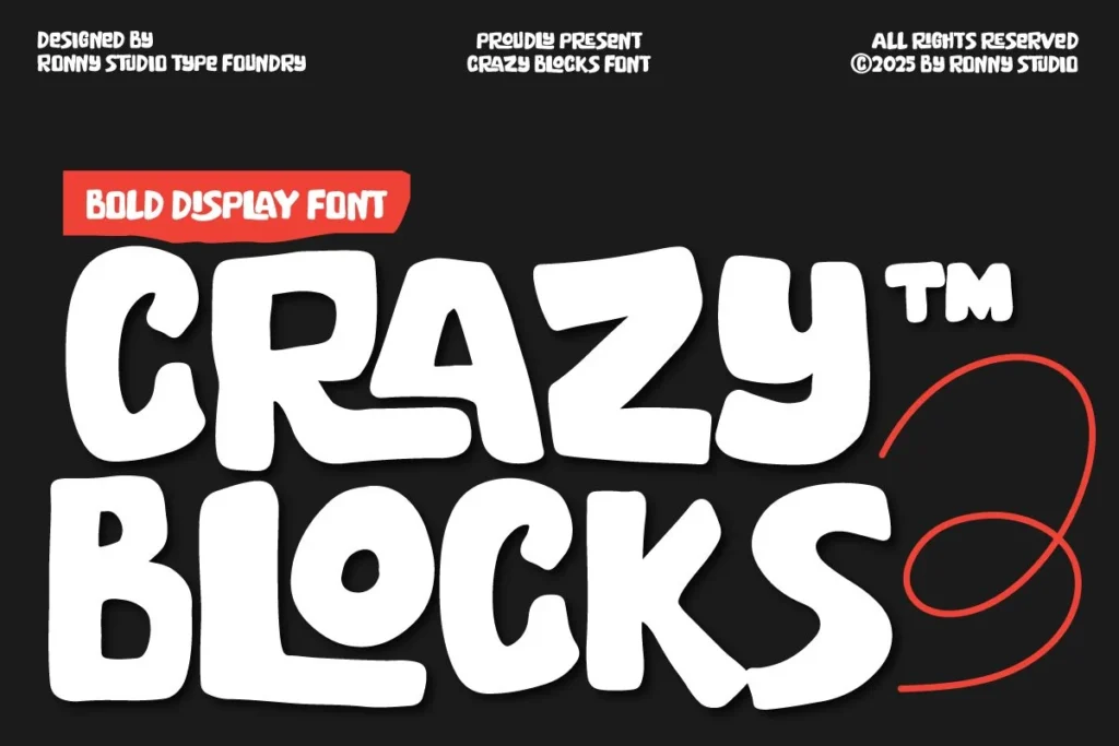 Crazy Blocks bold display font playful block typeface for logo, poster, headline, and creative design