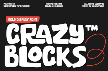 Crazy Blocks bold display font playful block typeface for logo, poster, headline, and creative design
