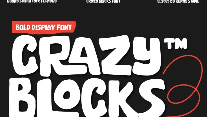 Crazy Blocks bold display font playful block typeface for logo, poster, headline, and creative design