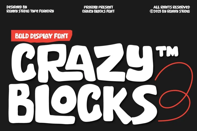 Crazy Blocks bold display font playful block typeface for logo, poster, headline, and creative design