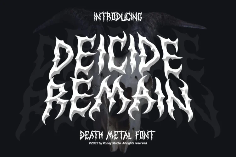 Deicide Remain – Death metal font for band logos, extreme posters, album covers, and dark merchandise