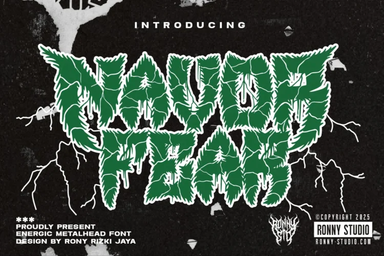 Navor Fear Energic Metalhead Font horror metal display typeface for band logo, album cover, poster, and extreme design