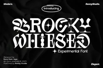 Brocky Whiesed experimental font creative artistic typeface for logo, poster, branding, and modern design