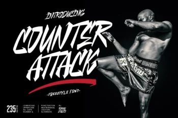 Counter Attack – Freestyle brush font for streetwear, sports posters, and bold branding