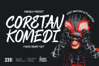 Coretan Komedi Funny Brush Font – font preview mockup