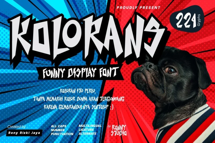 Kolorans Funny Display Font – font preview mockup