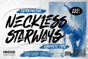 Neckless Starways graffiti type font urban street style display for logo, poster, t-shirt, and hip hop design