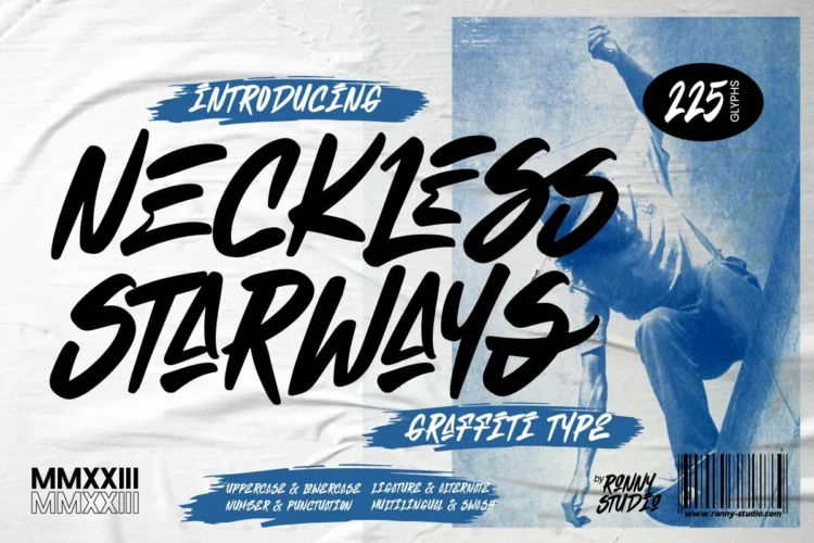 Neckless Starways graffiti type font urban street style display for logo, poster, t-shirt, and hip hop design