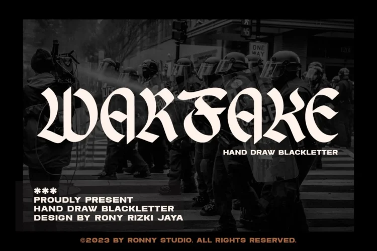 Warfake – Hand drawn blackletter font with gothic vintage style for posters, logos, and apparel