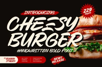 Cheesy Burger handwritten bold font playful display typeface for logo, food branding, packaging, and poster design