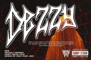 Dezzy – Heavy metal font for band logos, album covers, posters, and extreme merchandise