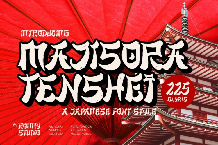 Majisora Tenshei Japanese font bold Asian style typeface for logo, poster, manga, and modern design