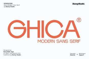 Ghica modern sans serif font clean minimalist typeface for logo, branding, corporate identity, and editorial design