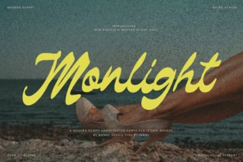 Monlight modern script retro font vintage handwritten typeface for logo, poster, branding, and retro design