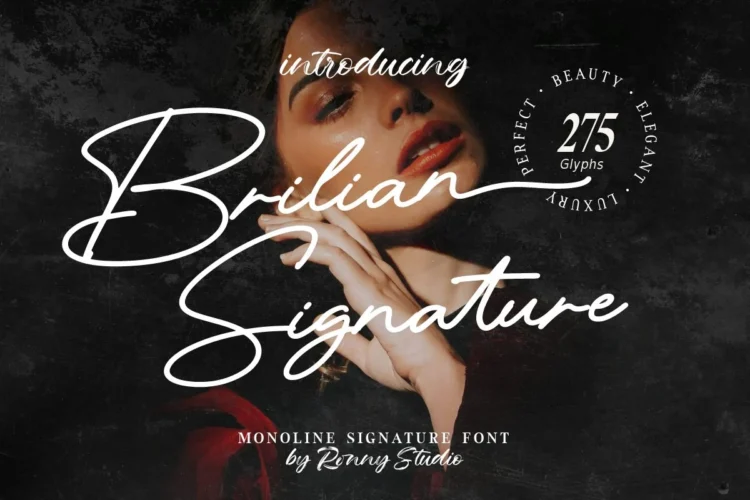 Brilian Signature Monoline Signature Font – font preview mockup
