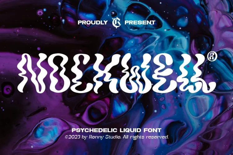Nockwell – Psychedelic liquid font with wavy retro style for posters and creative designs