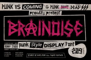 Brainoise – Punk display font for posters, album covers, streetwear, and rebellious branding