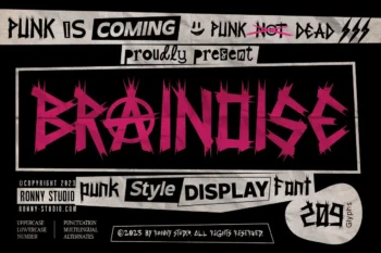 Brainoise – Punk display font for posters, album covers, streetwear, and rebellious branding