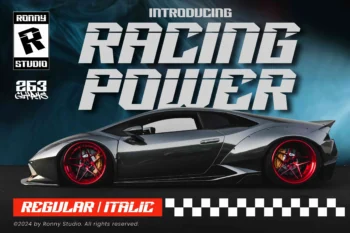 Racing Power racing font bold speed typeface for motorsport logo, game title, poster, and automotive design