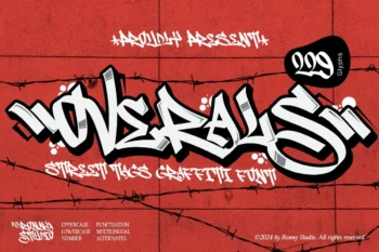 Overals street tags graffiti font bold urban typeface for hip hop, logo, poster, and streetwear design