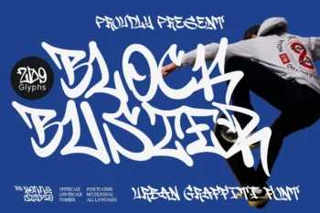 Block Buster urban graffiti font bold street style typeface for hip hop, poster, logo, and apparel design