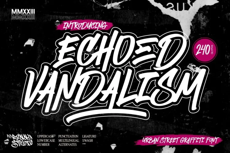 Echoed Vandalism urban street graffiti font bold spray paint style for logo, poster, apparel, and hip hop design