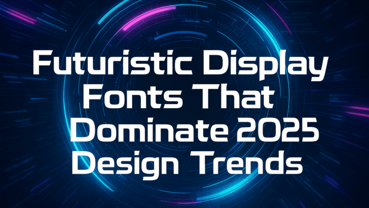 Futuristic display fonts for modern 2025 design trends with neon sci-fi background
