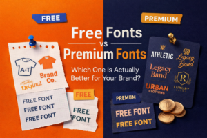 Free fonts vs premium fonts comparison for professional brand identity and business branding