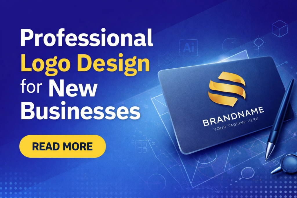 Professional Logo Design for New Businesses with modern blue gradient background and 3D gold S letter logo