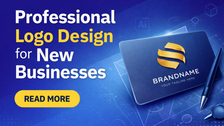 Professional Logo Design for New Businesses with modern blue gradient background and 3D gold S letter logo