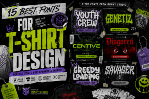15 best fonts for T-shirt design featuring Ronny Studio fonts