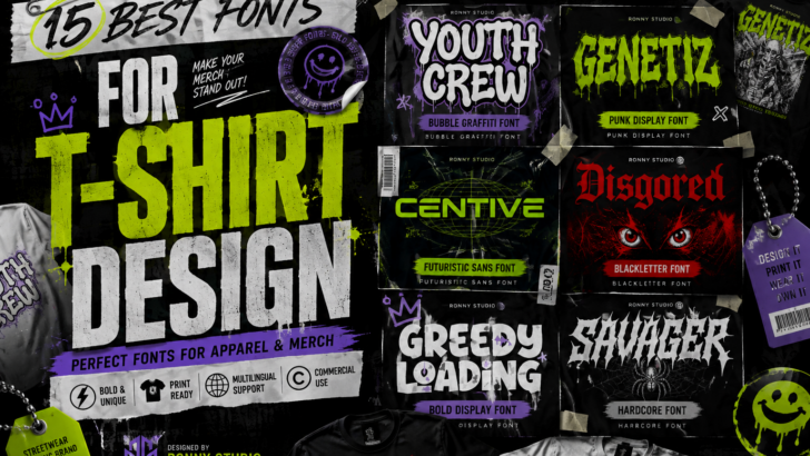 15 best fonts for T-shirt design featuring Ronny Studio fonts