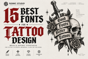 15 best fonts for tattoo design featuring gothic and blackletter typography